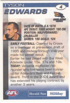 2005 Select Herald Sun AFL #4 Tyson Edwards Back